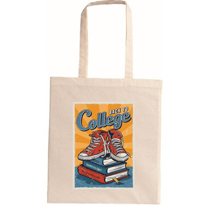 tote bag βαμβακερή 38χ42χ10 14L οικολογική-BACK TO COLLEGE- - ύφασμα, μεγάλες, all day, tote, πάνινες τσάντες