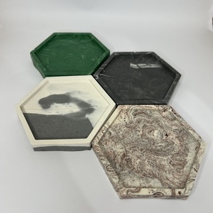 Jesmonite tray-εξάγωνο - ρητίνη, σπίτι, πιατάκια & δίσκοι - 4