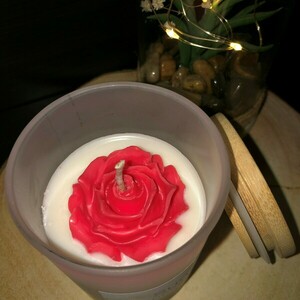 Φυτικό κερί σόγιας με λουλούδι σε δοχείο - κερί, αρωματικά κεριά - 3