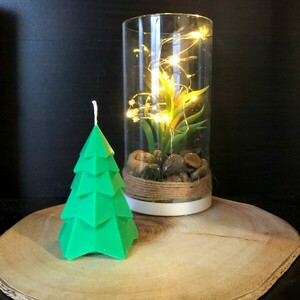 Χριστουγεννιάτικο δεντράκι από φυτικό κερί σόγιας - χριστουγεννιάτικο δέντρο, αρωματικά κεριά, χριστουγεννιάτικα δώρα - 2