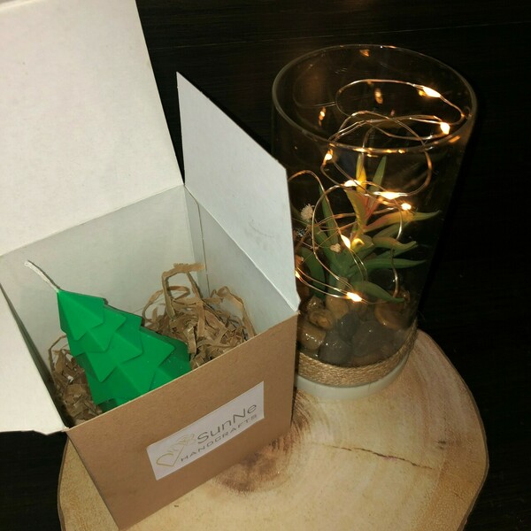 Χριστουγεννιάτικο δεντράκι από φυτικό κερί σόγιας - χριστουγεννιάτικο δέντρο, αρωματικά κεριά, χριστουγεννιάτικα δώρα - 4
