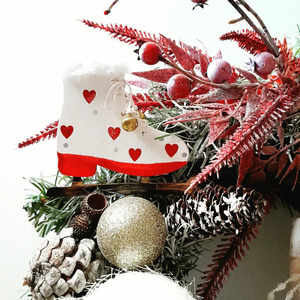 Χριστουγεννιατικο στεφάνι 40εκ - ξύλο, στεφάνια, κουκουνάρι, άγιος βασίλης, στολίδια - 3