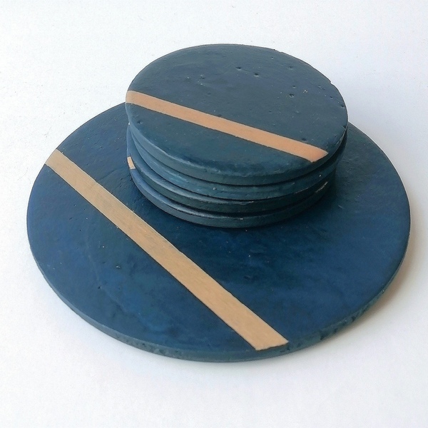 Δίσκος διακοσμητικός τσιμεντένιος στρογγυλός μπλε-ροζ χρυσό 15,5εκΧ0,5εκ - οργάνωση & αποθήκευση, τσιμέντο, διακόσμηση σαλονιού, ειδη δώρων - 5