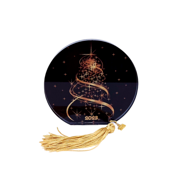 Γούρι 2023 με χρυσό δέντρο 10εκ - plexi glass, χριστουγεννιάτικα δώρα, γούρια, δέντρο