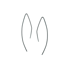 "Pawl" Ασημένια σκουλαρίκια σε σχήμα γάτζο από σύρμα, επιροδιωμένα - ασήμι, μακριά, μεγάλα