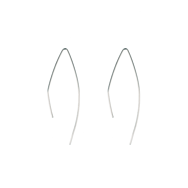 "Pawl" Ασημένια σκουλαρίκια σε σχήμα γάτζο από σύρμα - ασήμι, μακριά, κρεμαστά, μεγάλα