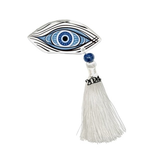 Επιτραπέζιο γούρι μάτι από πλεξιγκλάς γαλάζιο με φούντα 12Χ5,4 εκ. - μάτι, plexi glass, evil eye, γούρια - 4