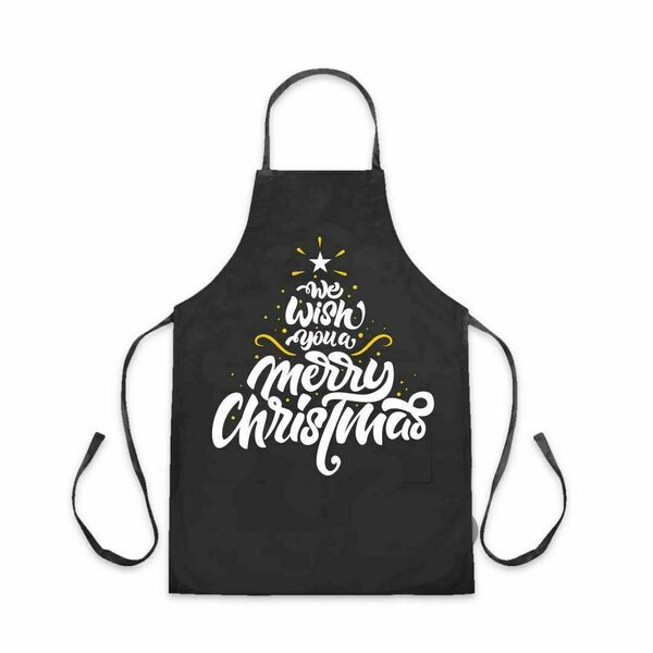 Λευκή υφασμάτινη ποδιά με Χριστουγεννιάτικη εκτύπωση - ύφασμα, είδη κουζίνας - 2