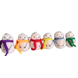 Πλεκτά χιονανθρωπάκια με πολύχρωμα κασκόλ - ύψος 7εκ - κορίτσι, αγόρι, αναμνηστικά, χιονάνθρωπος, χριστουγεννιάτικα δώρα