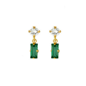 Σκουλαρίκια Emerald - επιχρυσωμένα, ασήμι 925, swarovski, μικρά, κρεμαστά