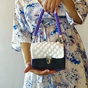 Trecolore bubble purse - νήμα, all day, χειρός, πλεκτές τσάντες, μικρές - 5