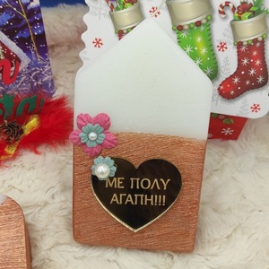Σετ 3 αρωματικών κεριών σε σχήματα σπιτιού, καρδιάς και τριαντάφυλλου, με λουλούδια και πλεέξιγκλας καρδιά - σπίτι, plexi glass, χριστουγεννιάτικα δώρα, κεριά, γούρια - 5
