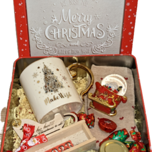 Χριστουγεννιάτικο κουτί δώρου Merry Christmas Ho Ho - ξύλο, χιονονιφάδα, σετ δώρου