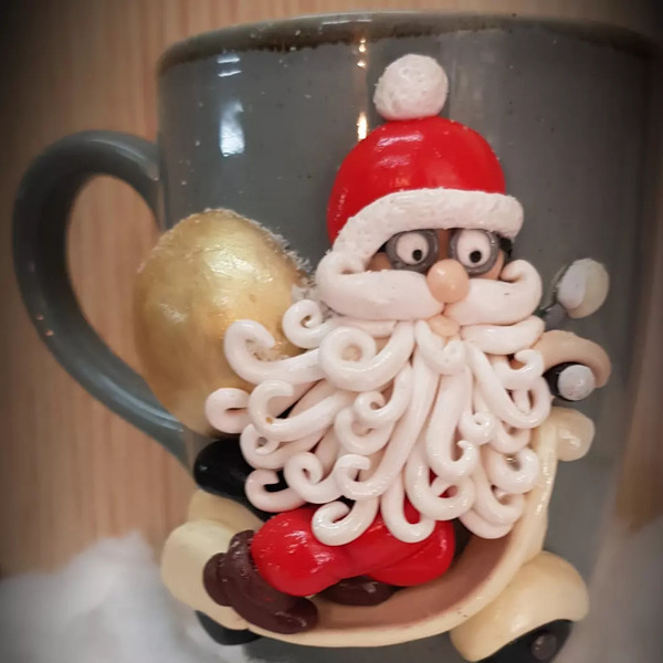 Τρισδιαστατη κουπα απο πολυμερικο πηλο - πηλός, χιουμοριστικό, χριστουγεννιάτικα δώρα, κούπες & φλυτζάνια, πολυμερικό πηλό - 2