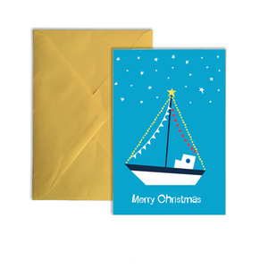 Χριστουγεννιάτικη Κάρτα ''Καραβάκι'' - χαρτί, καραβάκι, ευχετήριες κάρτες