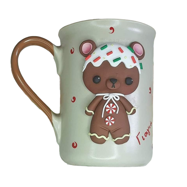 Κούπα χριστουγεννιάτικο αρκουδάκι από πολυμερικό πηλό - πηλός, γιαγιά, αρκουδάκι, χριστουγεννιάτικα δώρα, είδη κουζίνας