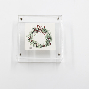 Κουτί διακοσμητικό plexi glass με στεφάνι - μικρό - στεφάνια, plexi glass, διακοσμητικά, χριστουγεννιάτικα δώρα - 3