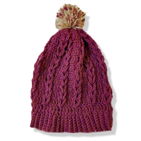 Καραμελένιο Σκουφάκι-magenta - μαλλί, crochet