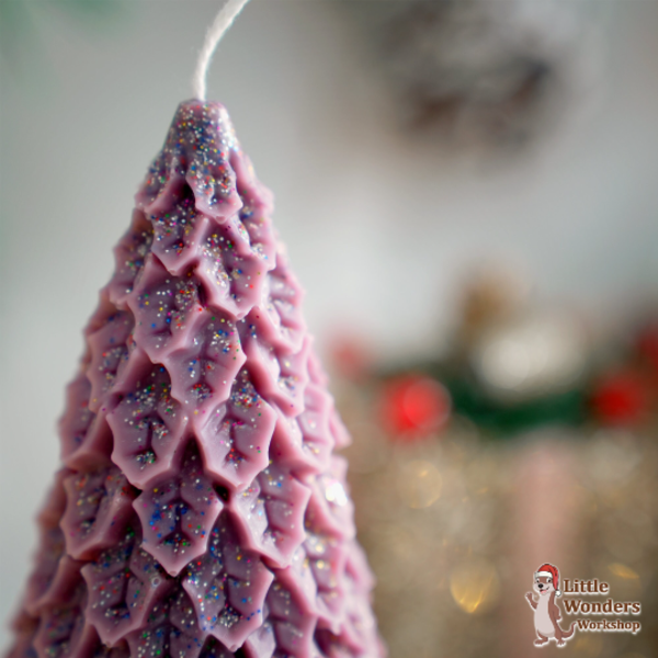 Χειροποίητο Φυτικό Αρωματικό κερί Σόγιας σε σχήμα Χριστουγεννιάτικου Δέντρου με Δώρο Ξύλινη Βάση, 14Χ7εκ. - χριστουγεννιάτικο, χριστουγεννιάτικο δέντρο, αρωματικά κεριά, χριστουγεννιάτικα δώρα, κερί σόγιας, κεριά & κηροπήγια - 3
