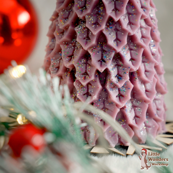 Χειροποίητο Φυτικό Αρωματικό κερί Σόγιας σε σχήμα Χριστουγεννιάτικου Δέντρου με Δώρο Ξύλινη Βάση, 14Χ7εκ. - χριστουγεννιάτικο, χριστουγεννιάτικο δέντρο, αρωματικά κεριά, χριστουγεννιάτικα δώρα, κερί σόγιας, κεριά & κηροπήγια - 4