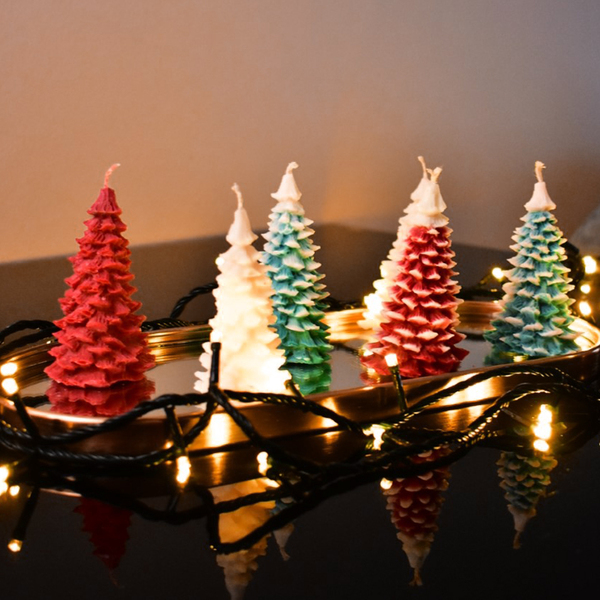 Χριστουγεννιάτικο Δέντρο από κερί σόγιας- Κόκκινο - αρωματικά κεριά - 2