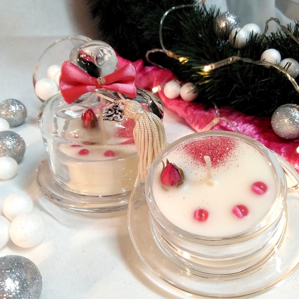Γούρι 2023 αρωματικό κερί σε γυάλινη διάφανη φοντανιέρα με ημιπολύτιμους λίθους μάτι γάτας 9×9×10cm - γυαλί, αρωματικό, χριστουγεννιάτικα δώρα, γούρια, πρωτοχρονιά - 4