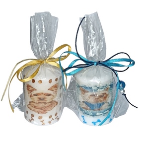 Κεράκια χριστουγεννιάτικα σκυλάκια με decoupage 6*4εκ. - χαρτί, κεριά & κηροπήγια