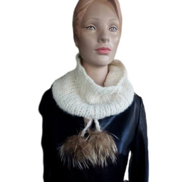 Γυναικείος σκούφος 5 σε 1 με αληθινή γούνα - μαλλί, ακρυλικό, σκουφάκια - 4