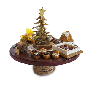 Χριστουγεννιάτικη διακοσμητική μινιατούρα καφέ τραπεζάκι από πηλό 11Χ11 εκ. - πηλός, διακοσμητικά, χριστουγεννιάτικα δώρα, μινιατούρες φιγούρες