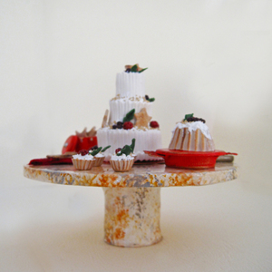 Χριστουγεννιάτικη διακοσμητική μινιατούρα τραπεζάκι από πηλό 11Χ11 εκ. " Le Petit Noel" - πηλός, χειροποίητα, διακοσμητικά, χριστουγεννιάτικα δώρα, μινιατούρες φιγούρες - 5