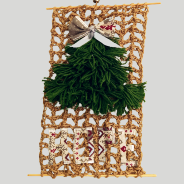 Wall & door christmass tree decoration - νήμα, γιαγιά, δασκάλα, διακοσμητικά, δέντρο - 2
