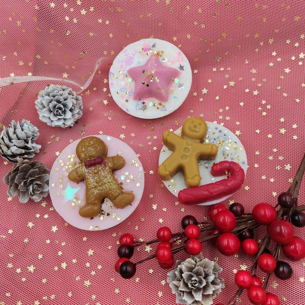 Χριστουγενιατικo wax melts από κερί σόγια στολισμένο με διάφορα σχεδιακια με άρωμα της επιλογής σας, 1 τεμαχιο - αρωματικά κεριά, merry christmas