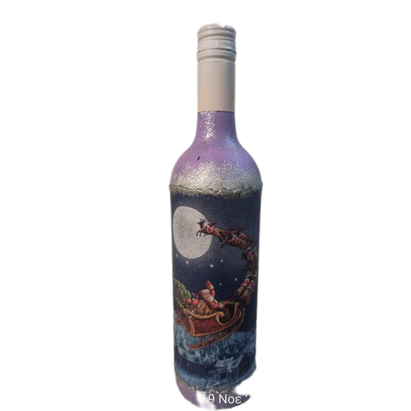 Μπουκάλι κρασιου ντεκουπαζ* - vintage, γυαλί, διακοσμητικά, άγιος βασίλης - 2