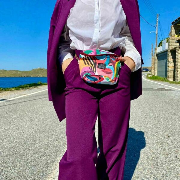 Χειροποίητο πολύχρωμο belt bag -colourful eye belt bag - ύφασμα, χιαστί, all day, μέσης, μικρές - 3