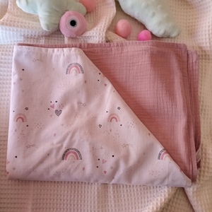 Κουβερτακι για λίκνο ή καρότσι, διπλής όψης για νεογέννητα (κοριτσάκι) - κορίτσι, κουβέρτες - 2