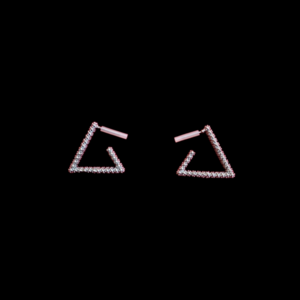 Σκουλαρίκι τρίγωνο 27x26mm ε-ροδιο - ορείχαλκος, μικρά, boho, κρεμαστά, φθηνά - 3