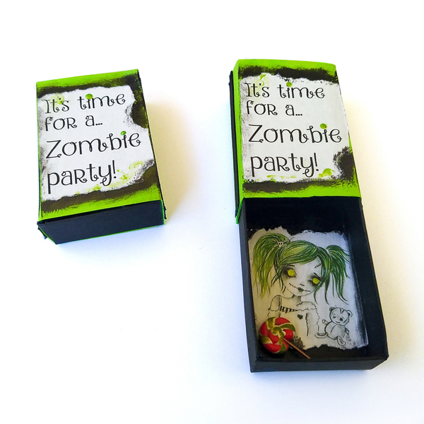 Πρωτότυπο δώρο Χιουμοριστική 3D ευχετήρια κάρτα σπιρτόκουτο για zombie party 5.3x3.5x1.7 - πρωτότυπα δώρα, γενική χρήση, ευχετήριες κάρτες
