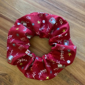 Σετ 2 χριστουγεννιάτικα scrunchies - κόκκινο & μαύρο - ύφασμα, αξεσουάρ, για τα μαλλιά, μεγάλα scrunchies - 3