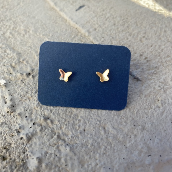 Ατσάλινα καρφωτα σκουλαρίκια - Tiny butterfly - επιχρυσωμένα, πεταλούδα, καρφωτά, μικρά, ατσάλι - 5