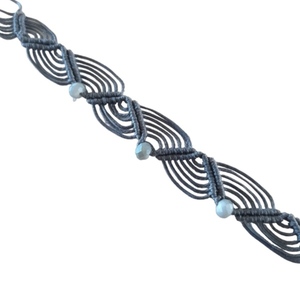 Oly macrame βραχιόλι γκρι - νήμα, μακραμέ, boho, χεριού, αυξομειούμενα