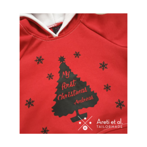 Χειροποίητη Βρεφική φούτερ μπλούζα "My first Christmas" - 0-24 μηνών - κορίτσι, αγόρι, βρεφικά ρούχα - 2