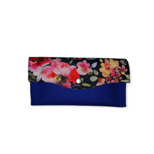 Πορτοφόλι 20*10 Floral Royal Blue - ύφασμα, δώρα για γυναίκες, πορτοφόλια