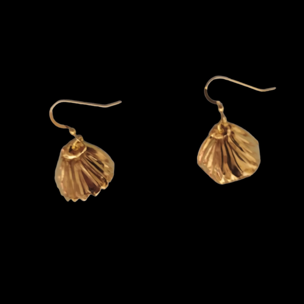 Χρυσά σκουλαρίκια κοχυλι - επιχρυσωμένα, κοχύλι, μικρά, κρεμαστά - 5