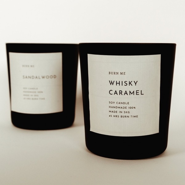 Κερί σόγιας χειροποίητο - Whisky Caramel 240ml - αρωματικά κεριά, κεριά, vegan κεριά - 2