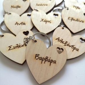 10 μπρελόκ ξύλινα καρδιά με ονόματα. Μήκος 11 εκατοστά - καρδιά, κορίτσι, δώρα για παιδιά, αναμνηστικά, είδη για πάρτυ - 2