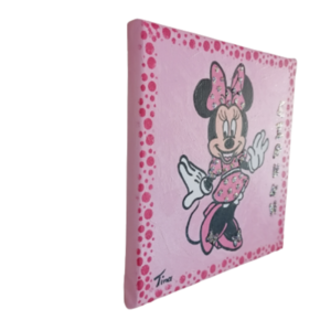 Ποντικουλα ροζ ζωγραφικη σε καμβά με το όνομα του παιδιού 20Χ20εκατ. - πίνακες & κάδρα, κορίτσι, ήρωες κινουμένων σχεδίων, προσωποποιημένα - 3