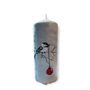 Κερί με πουλί σε κλαδί/13χ5/μεσαίο/ ζωγραφισμένο/ χειροποίητο - κερί, χριστούγεννα, χριστουγεννιάτικα δώρα