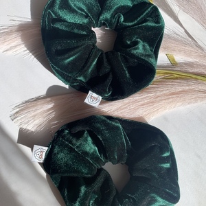 Green cypress scrunchie - ύφασμα, λαστιχάκια μαλλιών