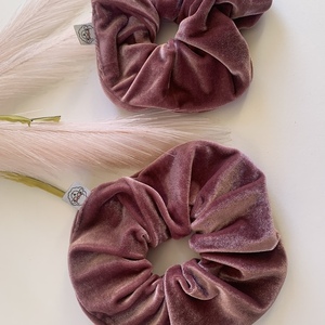 Old rose scrunchie - ύφασμα, λαστιχάκια μαλλιών