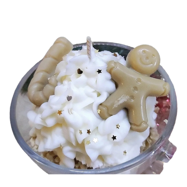 Χειροποίητο Κερί σόγιας gingerbread - γυαλί, χριστουγεννιάτικα δώρα, άγιος βασίλης, κεριά & κηροπήγια, vegan κεριά - 3